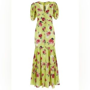 ROTATE Thora Tiered Maxi Dress Sunny Lime Combo